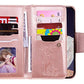 FLYEE Compatible with iPhone 12 Pro Max(6.7 inch,2020 Release),Wallet Case for Women and Girls with Card Holder,9 Cards Slots Premium Leather Flip Case [Embossed] Protective with Mirror-Rose Gold - KKscollecation