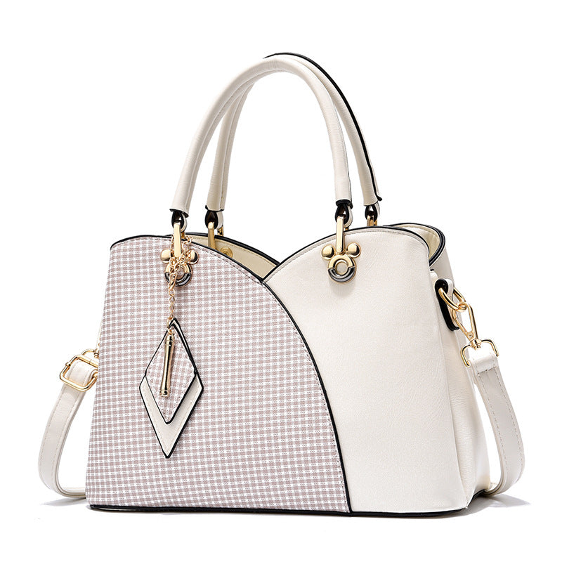 Check Color Block Shoulder Messenger Bag - KKscollecation