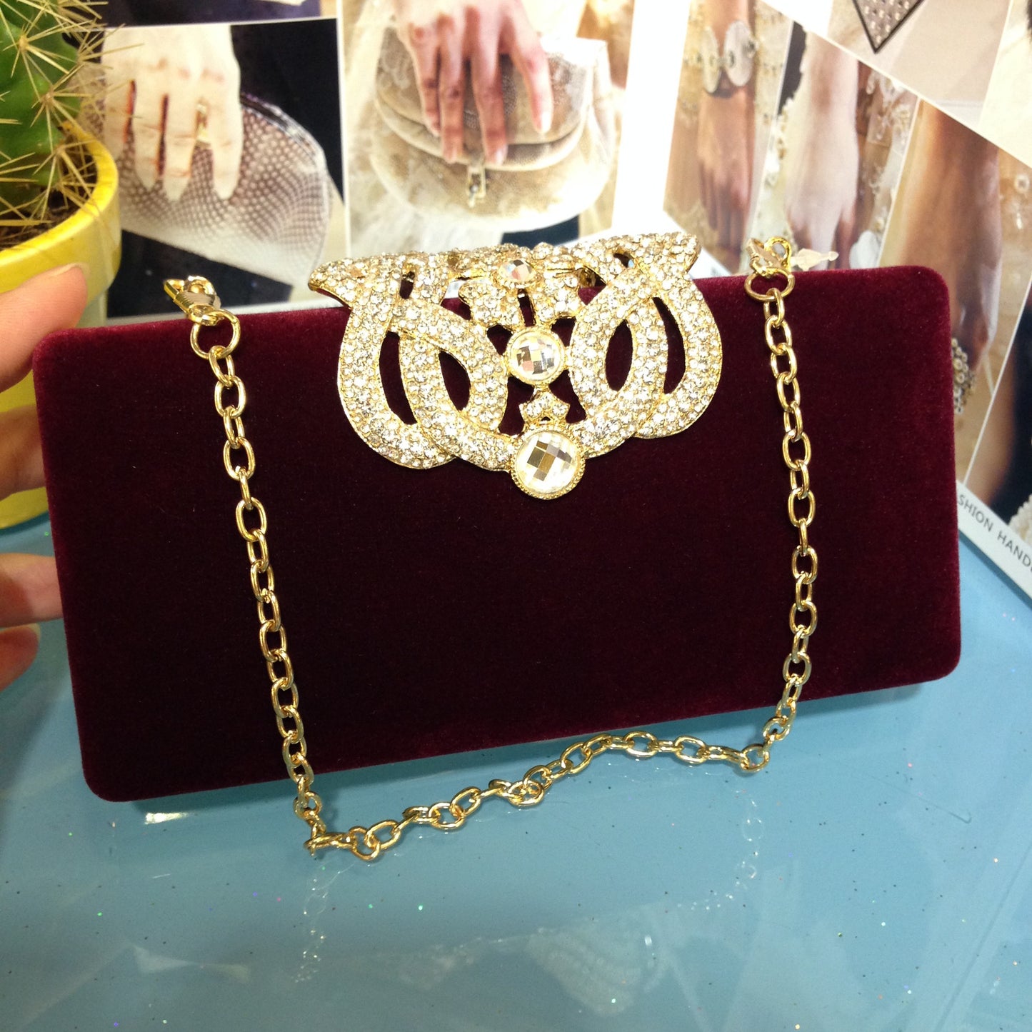 Rhinestone Crown Suede Ladies Bridal Bag - KKscollecation