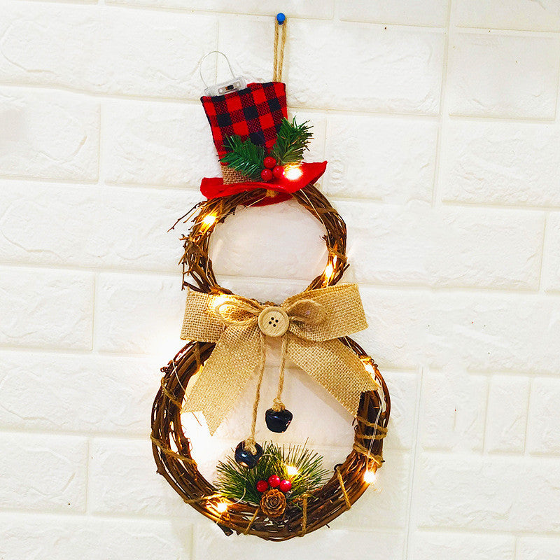 Christmas Ornaments LED Snowman Christmas Wreath Wreath - KKscollecation