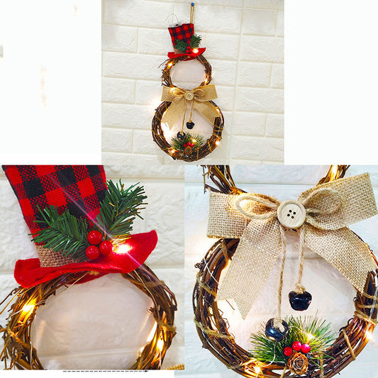 Christmas Ornaments LED Snowman Christmas Wreath Wreath - KKscollecation