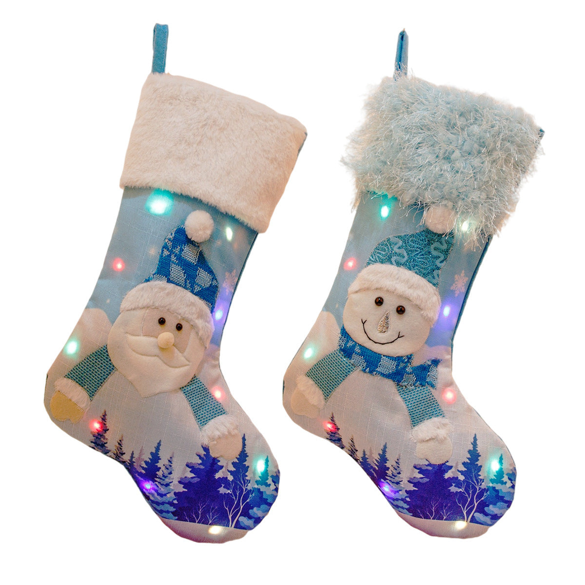 2022 New Year Christmas Decor For Home Glowing Large Christmas Socks Gift Candy Bag With Lights Christmas Ornaments - KKscollecation