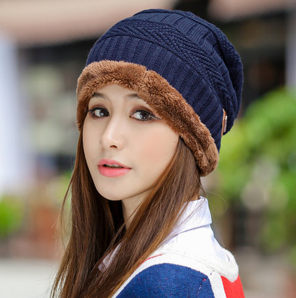 Knit Hat Female Winter ThickeningCap Warm Earmuffscap Head Outdoor Cycling Korean Version Of The Tide Collar Wool Hat - KKscollecation