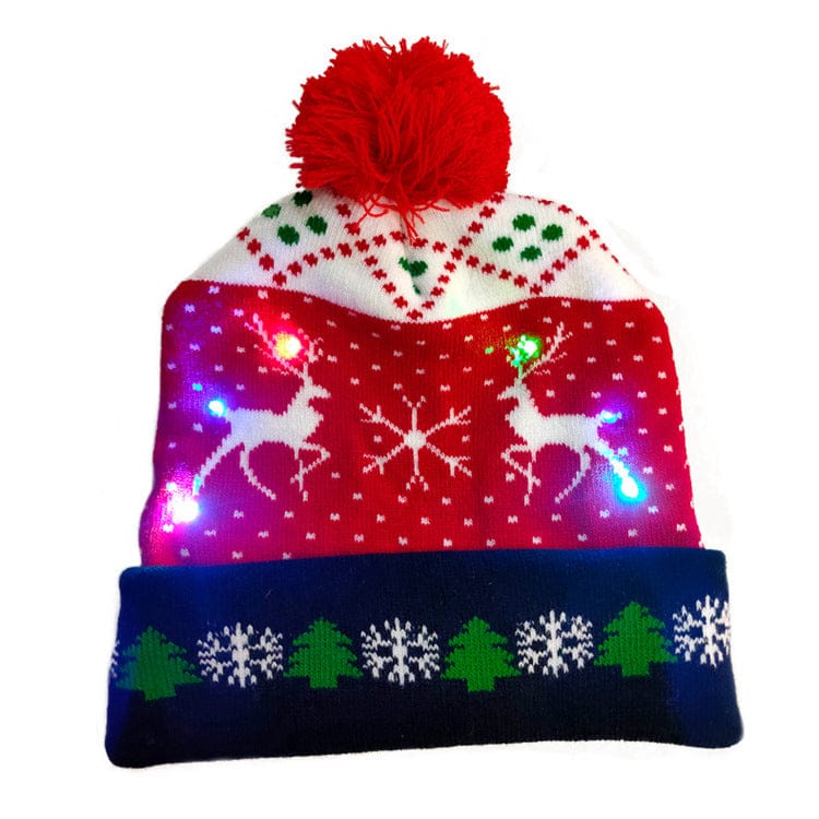 LED Christmas Hat Sweater Knitted Beanie Christmas Light Up Knitted Hat Christmas Gift Adult Kids Xmas 2022 New Year Decorations - KKscollecation