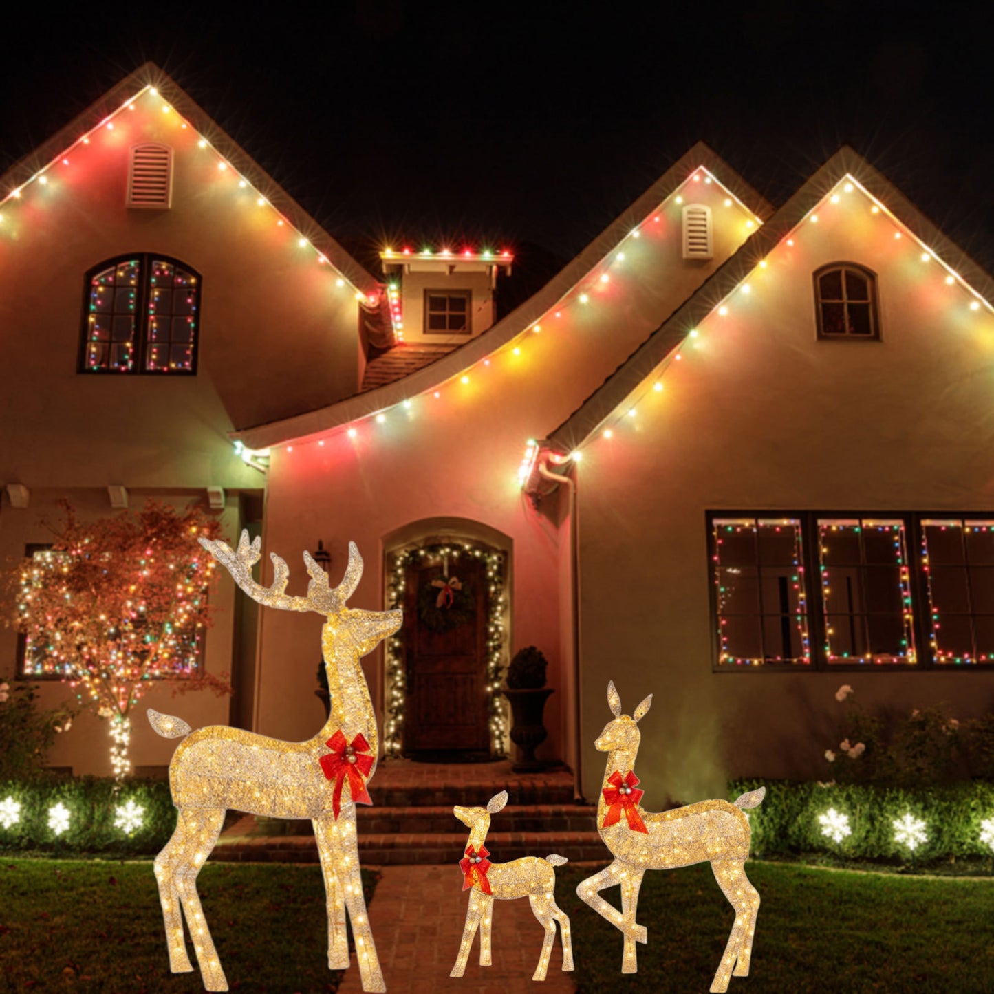 Christmas Deer Lighting Happy New Year - KKscollecation