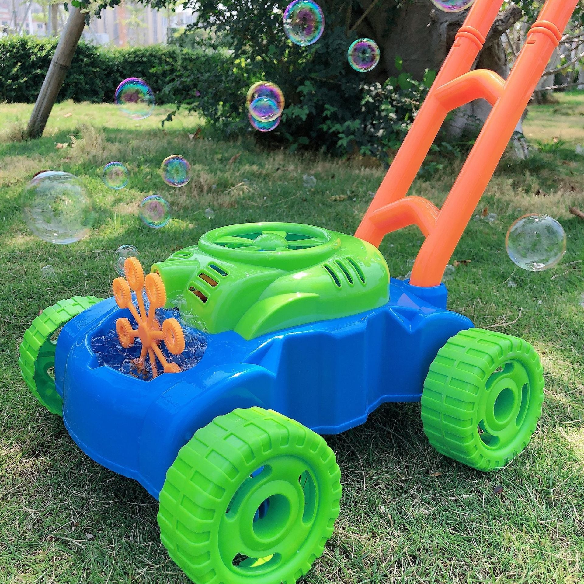 Plastic Hand Push Bubble Machine Electric Blowing Bubble Parent-child Outdoor Children's Tank Car Toy Summer - KKscollecation