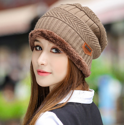 Knit Hat Female Winter ThickeningCap Warm Earmuffscap Head Outdoor Cycling Korean Version Of The Tide Collar Wool Hat - KKscollecation