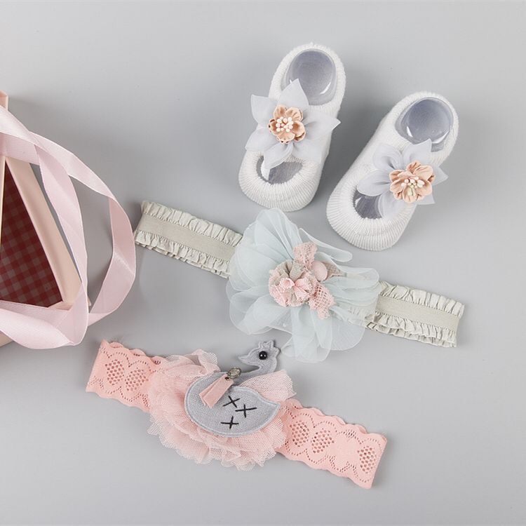 New baby hair accessories socks and shoes set box - KKscollecation