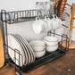 Multi-function kitchen storage rack double-layer tableware dish drain rack - KKscollecation