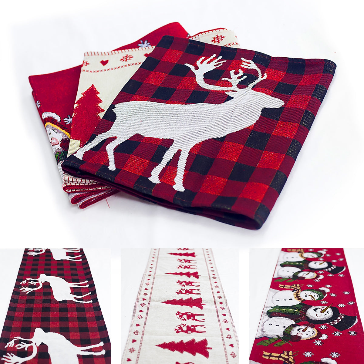 Christmas Elk Snowman Table Runner Merry Christmas Decorations - KKscollecation