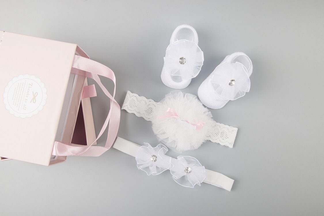 New baby hair accessories socks and shoes set box - KKscollecation