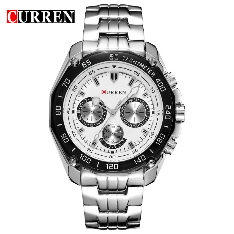 CURREN 8077 Men Quartz Watch Stainless Steel Strap Wristwatch Fashion Business Style relojes hombre - KKscollecation