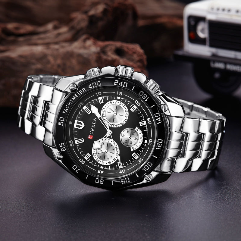 CURREN 8077 Men Quartz Watch Stainless Steel Strap Wristwatch Fashion Business Style relojes hombre - KKscollecation