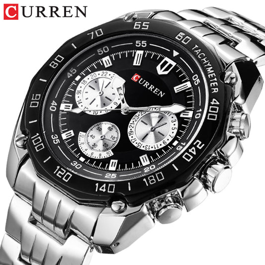 CURREN 8077 Men Quartz Watch Stainless Steel Strap Wristwatch Fashion Business Style relojes hombre - KKscollecation