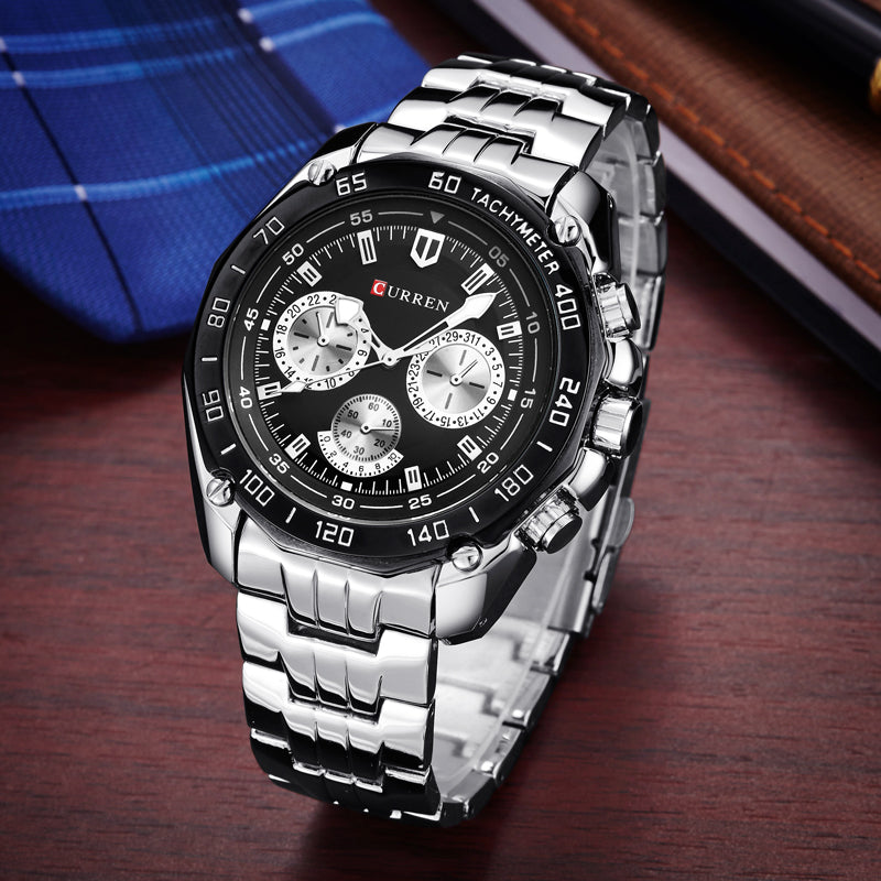 CURREN 8077 Men Quartz Watch Stainless Steel Strap Wristwatch Fashion Business Style relojes hombre - KKscollecation