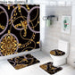 A Set Of 4 Hollow - Shaped Shower Curtains With Bath Mats Toilet Lids, Waterproof Floor Mats Retro Style Shower Curtains - Krosscanada