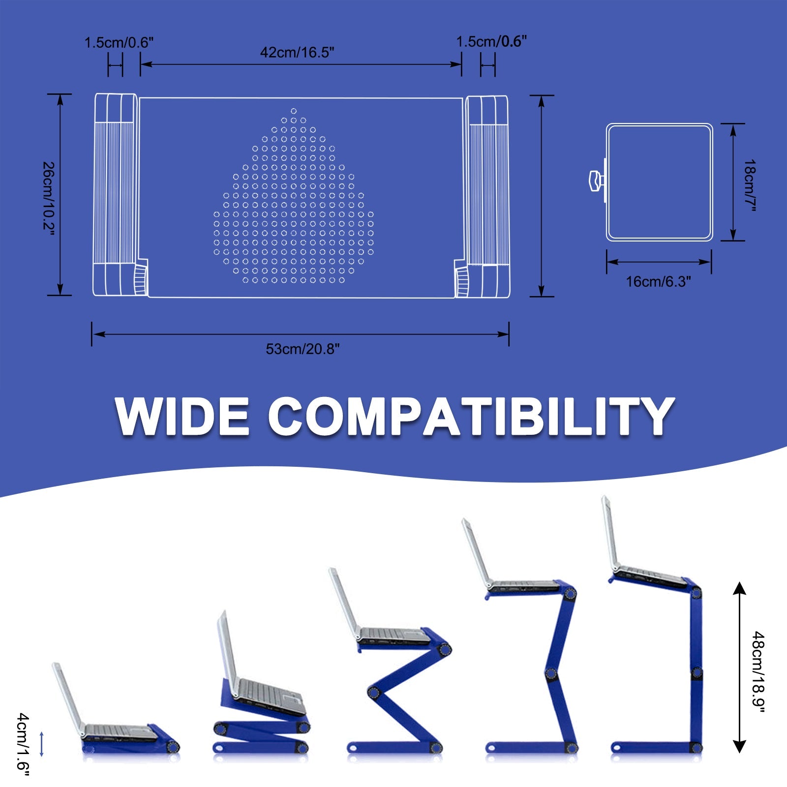 Adjustable Height Laptop Desk Laptop Stand for Bed Portable Lap Desk Foldable Table Workstation Notebook RiserErgonomic Computer Tray Reading Holder Bed Tray Standing Desk blue Amazon Banned - Krosscanada