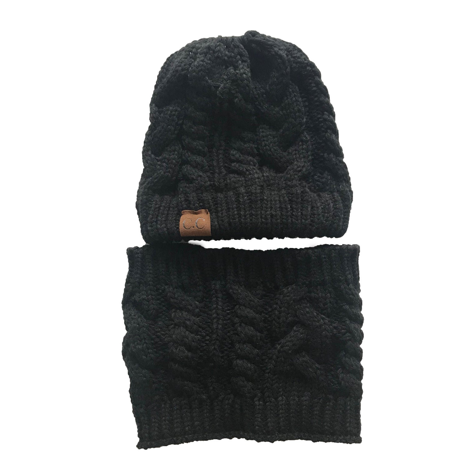 Autumn Winter Women's Hat Caps Knitted Warm ring Scarf Windproof Balaclava Multi Functional CC ponytail Hats Scarf Set For Women - Krosscanada