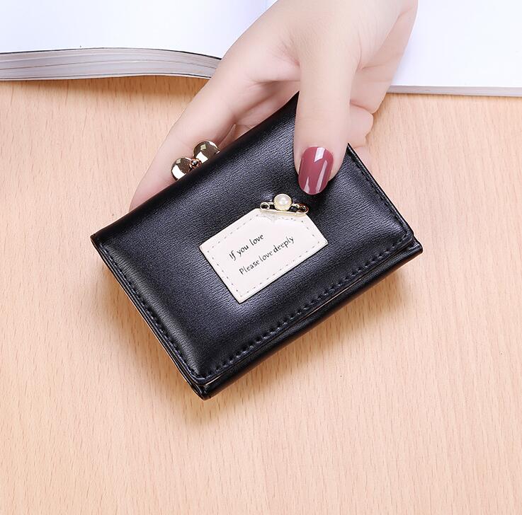 Ladies Simple Leather Short Folding Wallet