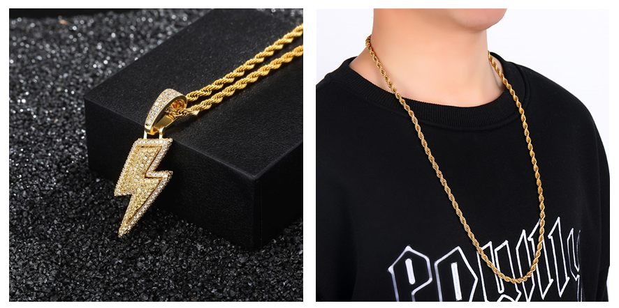 Hot Selling Lightning Hip Hop Pendant Micro-inlaid Zircon Hip Hop Fashion Trendy Hip Hop Jewelry - KKscollecation