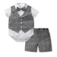 Baby Boy Gentleman Suit Romper Vest Shorts Bow Tie - Krosscanada