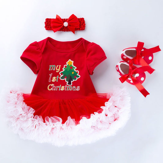 Baby Short Sleeve Cartoon Romper Mesh Dress - Krosscanada