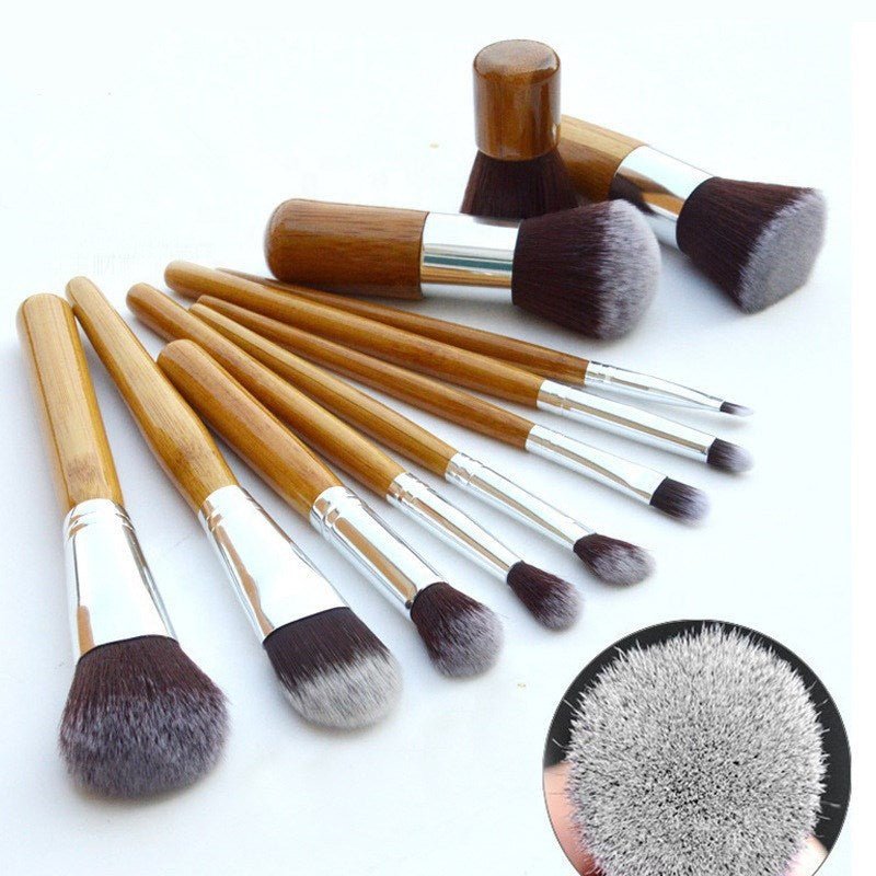 Bamboo Handle Makeup Brush Bamboo Pole Makeup Brushes Suit Bamboo Pole With Sack Top Quality - Krosscanada