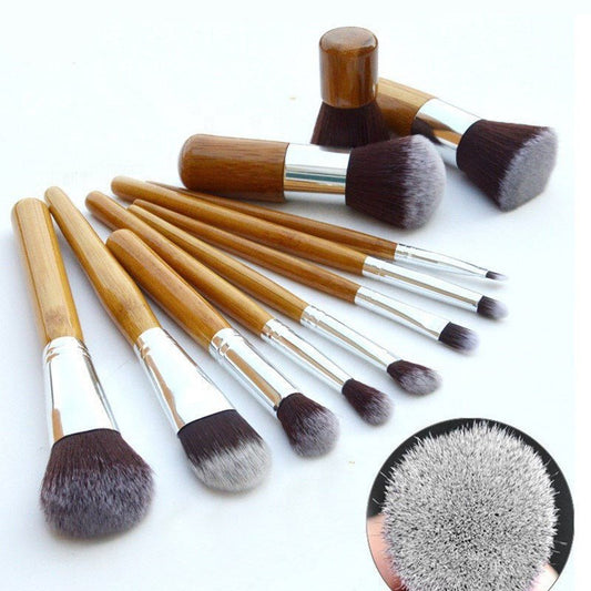 Bamboo Handle Makeup Brush Bamboo Pole Makeup Brushes Suit Bamboo Pole With Sack Top Quality - Krosscanada