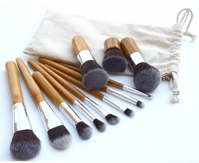 Bamboo Handle Makeup Brush Bamboo Pole Makeup Brushes Suit Bamboo Pole With Sack Top Quality - Krosscanada