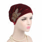 Beaded Flower Accessories Turban Hat Velvet Pleated Hood - Krosscanada