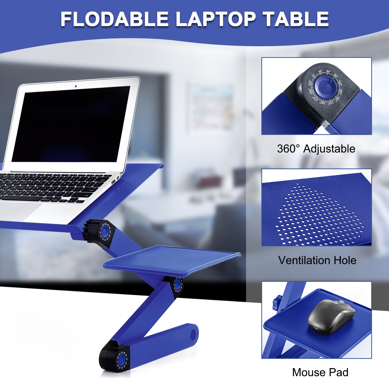 Adjustable Height Laptop Desk Laptop Stand for Bed Portable Lap Desk Foldable Table Workstation Notebook RiserErgonomic Computer Tray Reading Holder Bed Tray Standing Desk blue Amazon Banned - KKscollecation