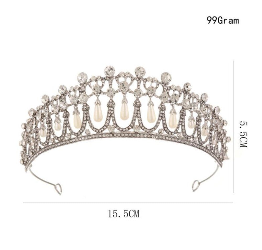 Bridal Crown Rhinestone Pearl Water Drop Hair Accessories Wedding Dress Ornaments - Krosscanada
