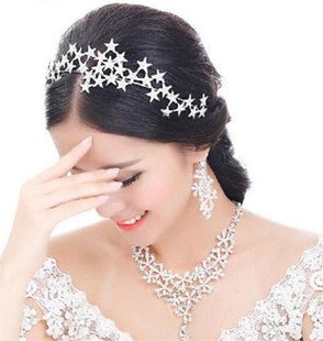 Bridal Crown Rhinestone Pearl Water Drop Hair Accessories Wedding Dress Ornaments - Krosscanada