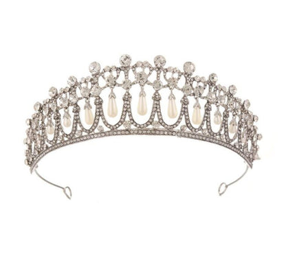 Bridal Crown Rhinestone Pearl Water Drop Hair Accessories Wedding Dress Ornaments - Krosscanada