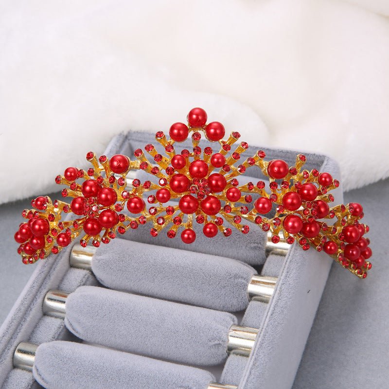 Bridal jewelry, Korean pearl red jewelry three sets, Europe and the United States Wedding Necklace, wedding accessories wholesale - Krosscanada