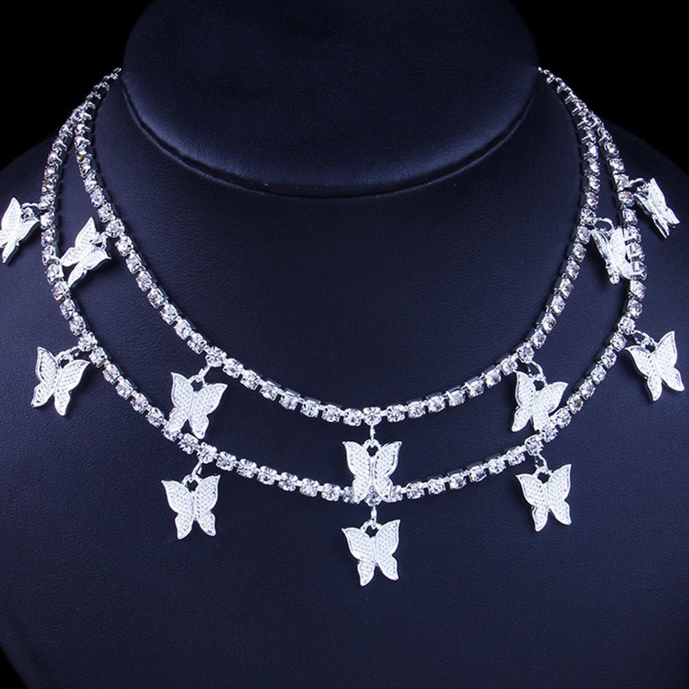 Butterfly Layered Necklace Hip Hop Pendant Necklace - Krosscanada