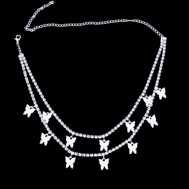 Butterfly Layered Necklace Hip Hop Pendant Necklace - Krosscanada