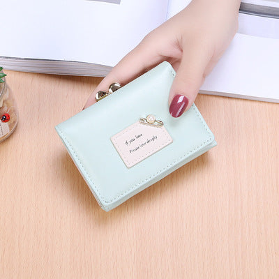 Ladies Simple Leather Short Folding Wallet