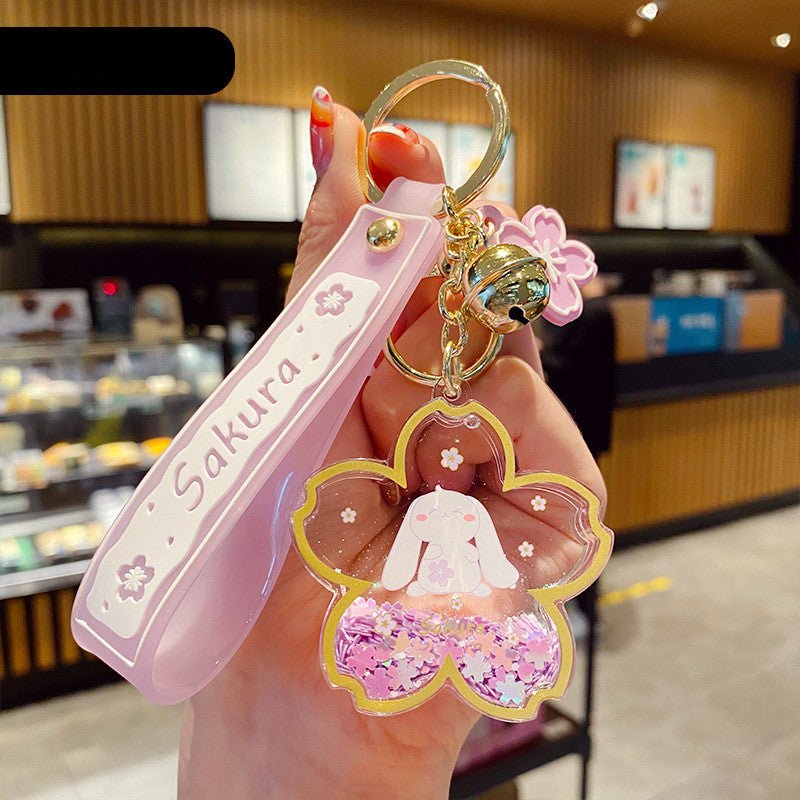 Cartoon Acrylic Oiled Dream Sakura Bunny Keychain - Krosscanada