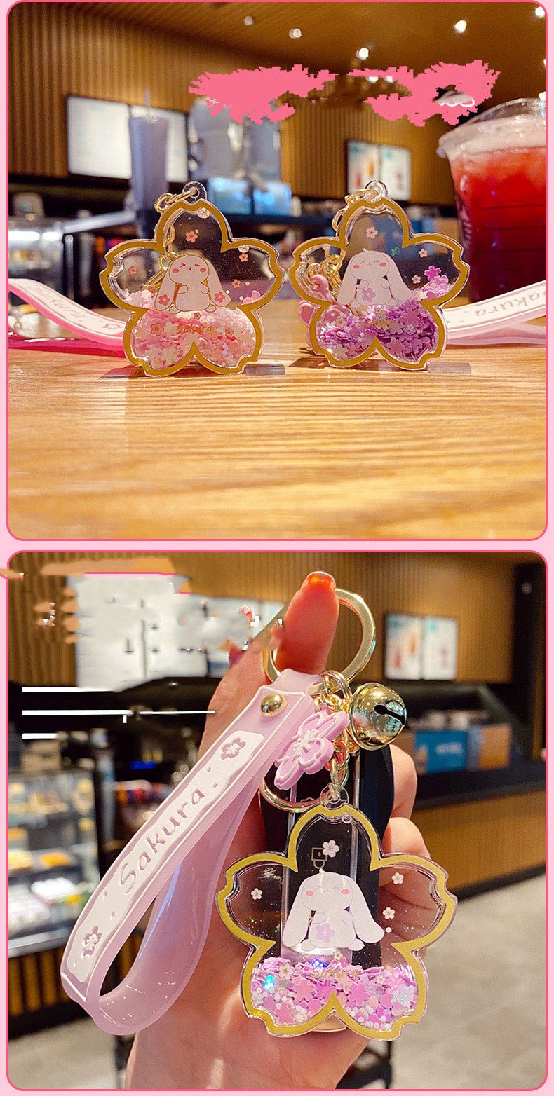 Cartoon Acrylic Oiled Dream Sakura Bunny Keychain - Krosscanada