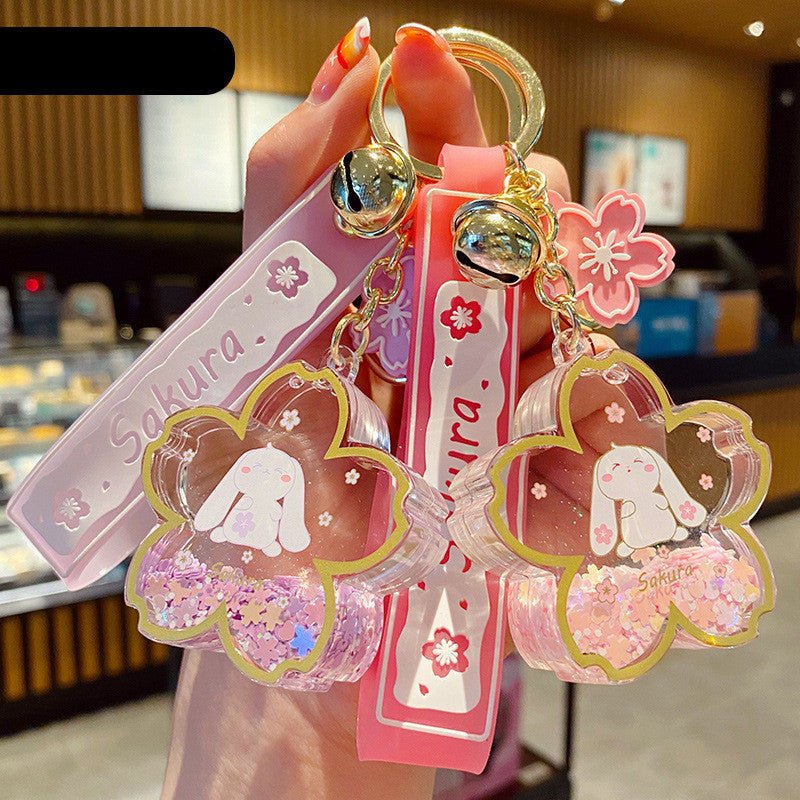 Cartoon Acrylic Oiled Dream Sakura Bunny Keychain - Krosscanada