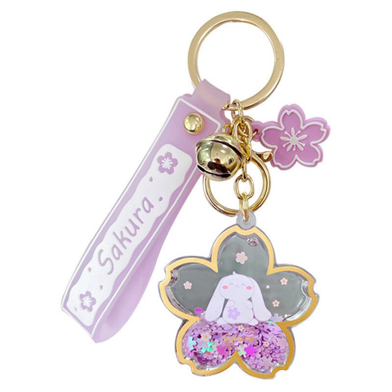 Cartoon Acrylic Oiled Dream Sakura Bunny Keychain - Krosscanada