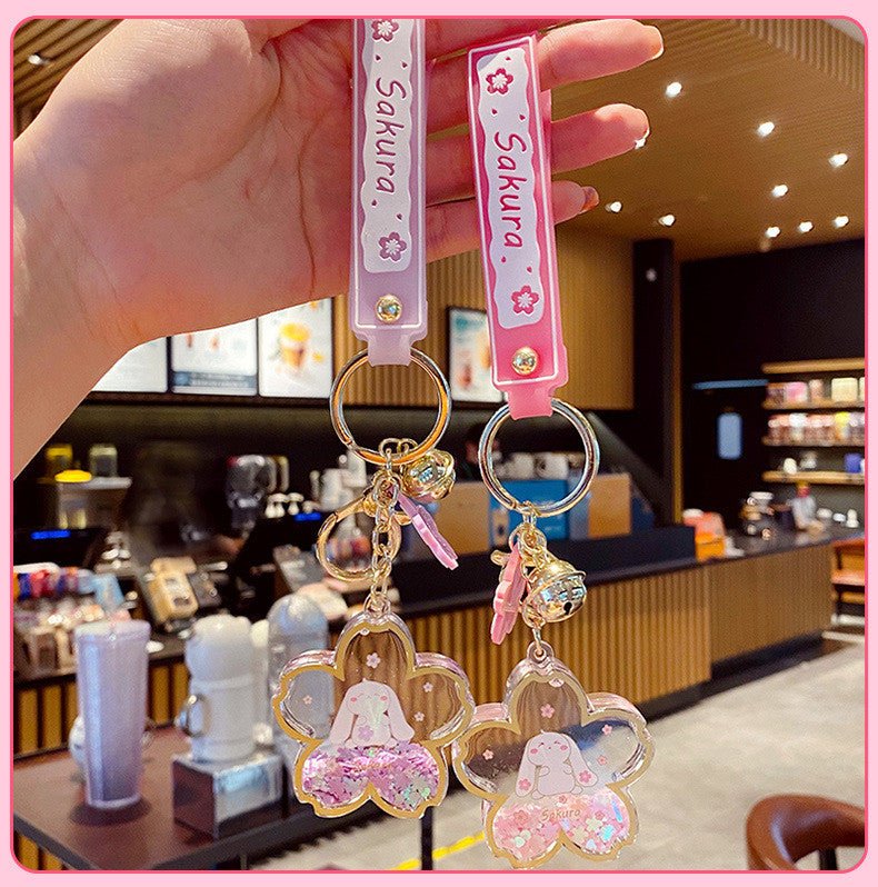 Cartoon Acrylic Oiled Dream Sakura Bunny Keychain - Krosscanada