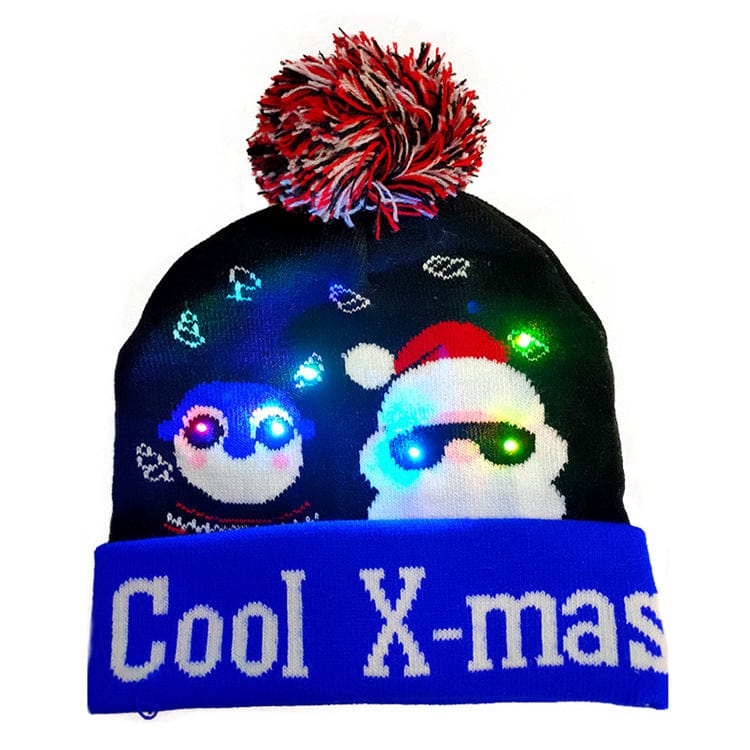 LED Christmas Hat Sweater Knitted Beanie Christmas Light Up Knitted Hat Christmas Gift Adult Kids Xmas 2022 New Year Decorations - KKscollecation