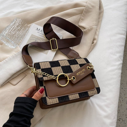 Checkerboard Mini Fabric Flap Crossbody Sling Bags For Women 2022 Luxury Brand Design Handbag Simple Shoulder Bag Handbags Tiny - Krosscanada