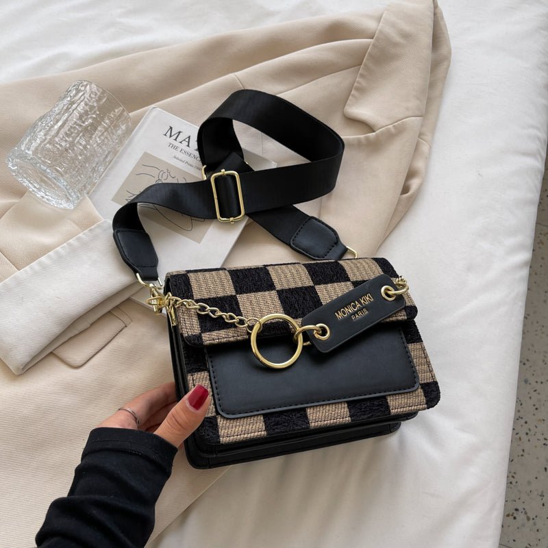 Checkerboard Mini Fabric Flap Crossbody Sling Bags For Women 2022 Luxury Brand Design Handbag Simple Shoulder Bag Handbags Tiny - Krosscanada