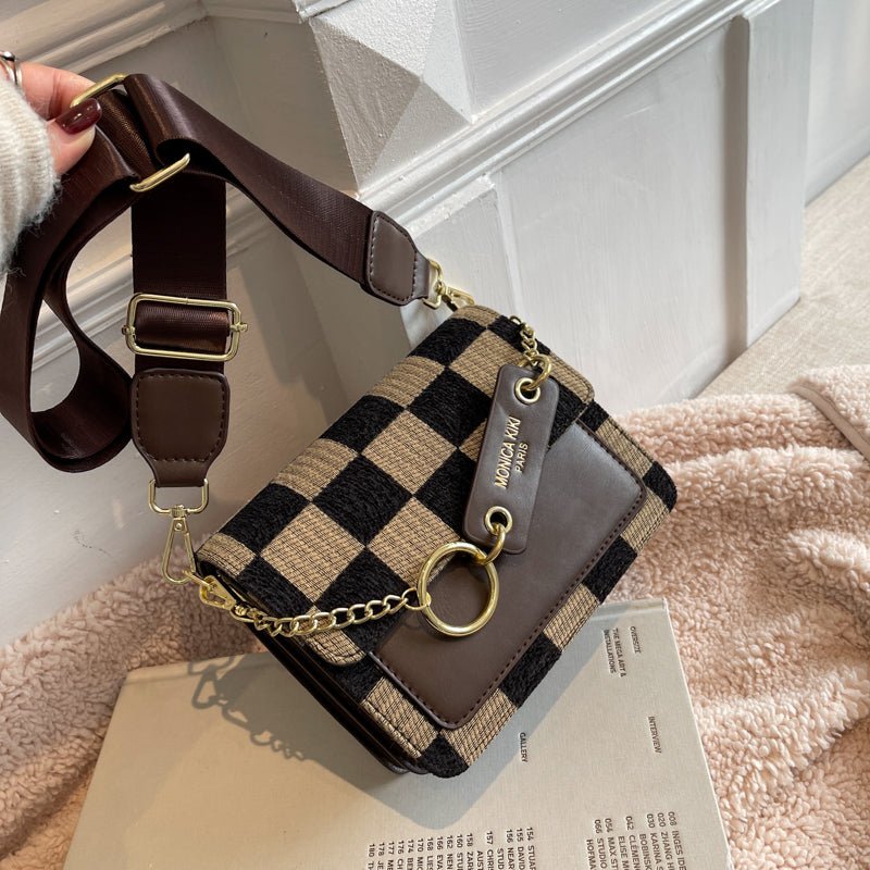 Checkerboard Mini Fabric Flap Crossbody Sling Bags For Women 2022 Luxury Brand Design Handbag Simple Shoulder Bag Handbags Tiny - Krosscanada