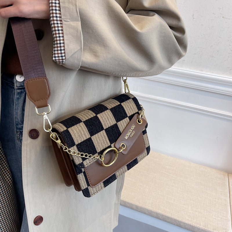 Checkerboard Mini Fabric Flap Crossbody Sling Bags For Women 2022 Luxury Brand Design Handbag Simple Shoulder Bag Handbags Tiny - Krosscanada