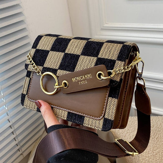 Checkerboard Mini Fabric Flap Crossbody Sling Bags For Women 2022 Luxury Brand Design Handbag Simple Shoulder Bag Handbags Tiny - Krosscanada