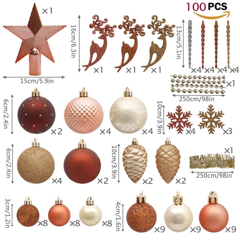 Christmas Ball Gift Pack 100pcs Home Hanging Ornaments - Krosscanada